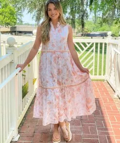 Olivia James The Label Ro Long Dress (Toile Coral) Dresses