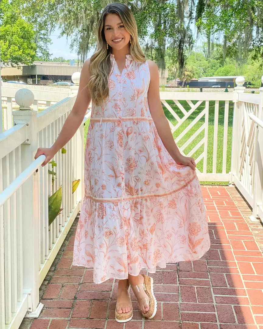 Olivia James The Label Ro Long Dress (Toile Coral) Dresses 4 Olivia James The Label Ro Long Dress (Toile Coral) Dresses