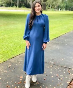 Fresha London Dresses Ozzie Dress (Navy Blue)