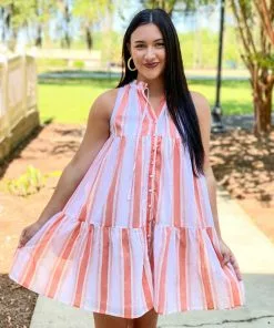 Olivia James The Label Ro Short Dress (Wide Stripe) Dresses