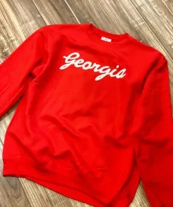 Peach State Pride Georgia Script Sweatshirt (Red) Collegiate