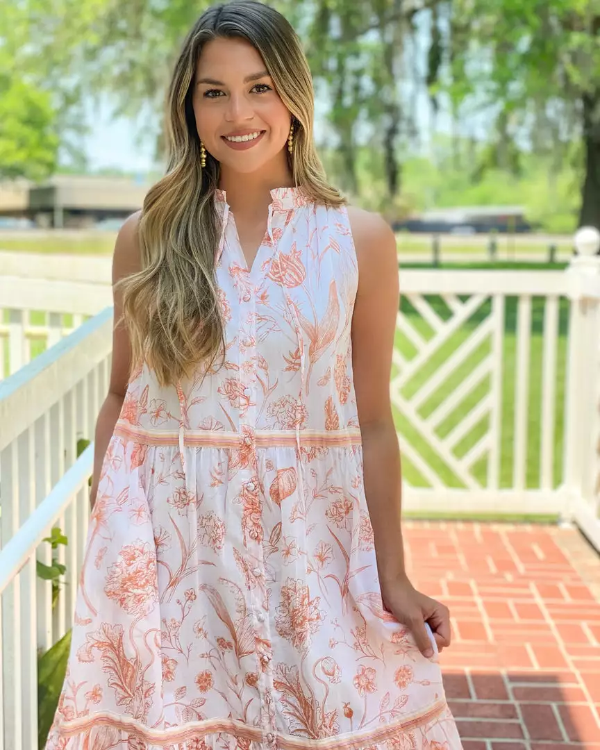 Olivia James The Label Ro Long Dress (Toile Coral) Dresses 3 Olivia James The Label Ro Long Dress (Toile Coral) Dresses