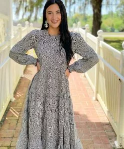 Wild Pony Dresses Tiered Midi Dress (Psychedelic)