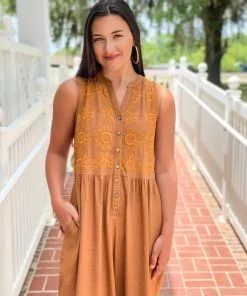 Uncle Frank Dresses Fun In The Sunflowers Romper (Copper)