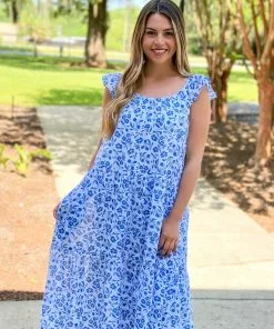 Olivia James The Label Milly Dress (Picnic Floral Blueberry)