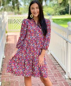 Fresha London Elodie Dress (Flowers At Night)