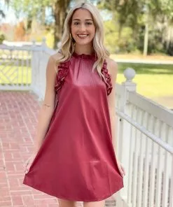 TCEC High Neck Dress (Burgundy) Dresses