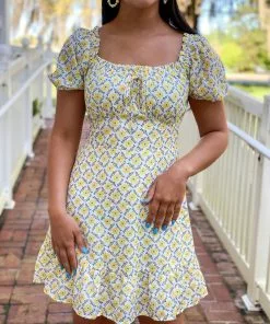 OO Boutique Dresses Bustier Dress (Daisy Print)