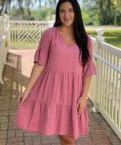 Dylan Gauze Shea Dress (Rosewood) Dresses