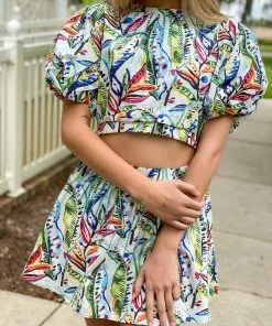 Queen Of Sparkles Tropical Tiered Jewel Mini Skort Bottoms