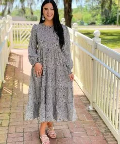 Wild Pony Dresses Tiered Midi Dress (Psychedelic)