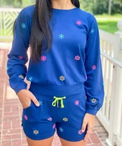 Lilly Pulitzer Landyn Sweatshirt (Ditsy Daisy Embroidery) Tops