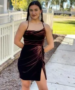 Amanda Uprichard Jasalina Mini Dress (Cocoa) Dresses