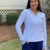 Southern Tide Tops Viviette Performance Full Zip (Classic White)