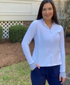 Southern Tide Tops Viviette Performance Full Zip (Classic White)