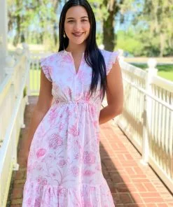 Olivia James The Label Delia Dress (Toile Pink)