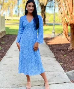 Fresha London Gloria Dress (Blue Daisy)