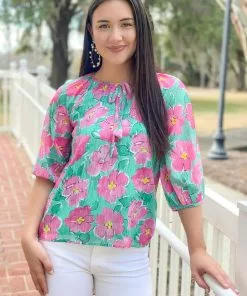 OO Boutique Peasant Blouse (Pink Rose)