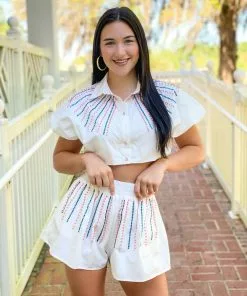 Queen Of Sparkles Button Up Pink & Blue Bubble Top