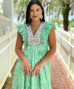 Sheridan French Stacey Dress (Green + White Trees) Dresses