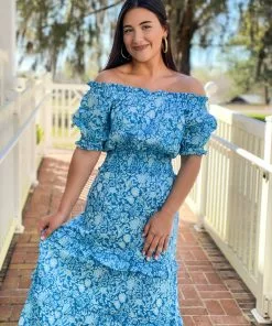 Olivia James The Label Lindsay Skirt (Mini Garden Floral Aqua)