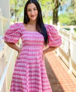 Olivia James The Label Bridget Dress (Country Plaid Pink) Dresses