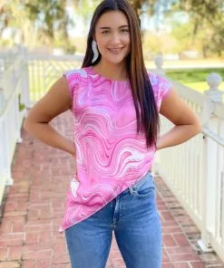 Amanda Uprichard Jupiter Top (Pink Swirl)