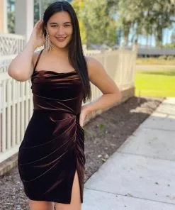 Amanda Uprichard Jasalina Mini Dress (Cocoa) Dresses