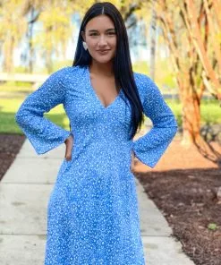 Fresha London Gloria Dress (Blue Daisy)