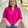 Jade Split Neck Top (Fuchsia)