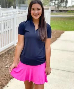 IBKUL Flounce Skort (Hot Pink) Bottoms