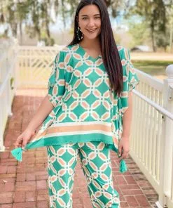 Jade Tassel Caftan (Geo Print) Dresses