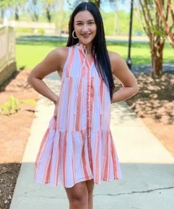 Olivia James The Label Ro Short Dress (Wide Stripe) Dresses