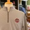 Peter Millar Outerwear Georgia National Champion Perth Mini-Stripe Stretch Loop Terry Quarter-Zip (Iron/White)
