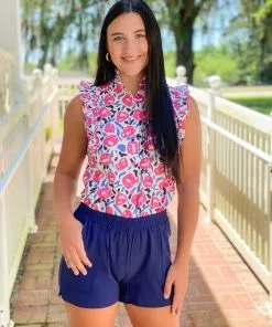 OO Boutique Ruffle Sleeveless Blouse (Pink Rose)