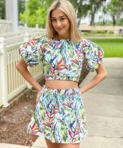 Queen Of Sparkles Tropical Tiered Jewel Mini Skort Bottoms