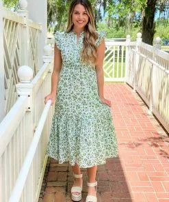 Olivia James The Label Dresses Delia Dress (Picnic Floral Lime)