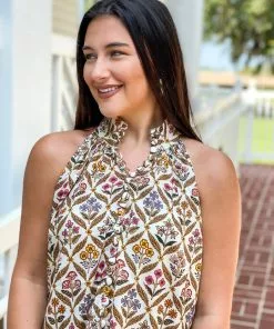 Anna Cate Louisa Dress (Brown Floral) Dresses