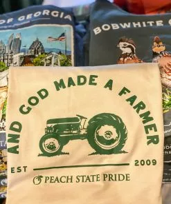 Peach State Pride And God Made A Farmer SS Pocket Tee (Oatmeal) Tops
