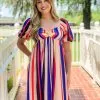 OO Boutique Multi Color Stripe Maxi Dress (Multi) Dresses