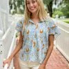 Olivia James The Label Astrid Top (Blue Floral Vine)