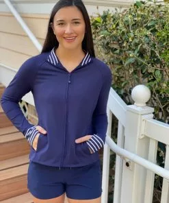 Southern Tide Viviette Performance Full Zip (Nautical Navy) Outerwear