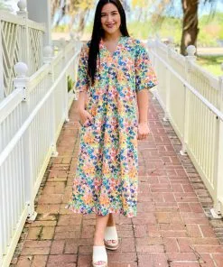 Brooke Wright Designs Henriette Caftan Dress (Ditzy Florals) Dresses