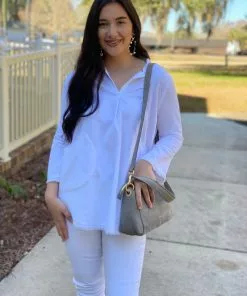 Ivy Jane Tops Soft Washed Corduory Tunic (White)