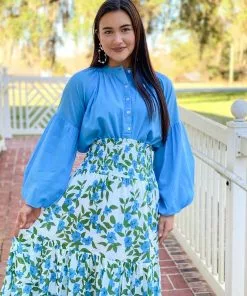 Olivia James The Label Emory Blouse (Sky) Tops