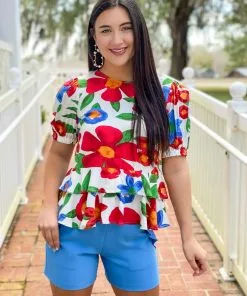 OO Boutique Ruffles Pocket Short (Gem Blue)