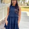 OO Boutique Tiered Ruffles Trim Dress (Black) Dresses