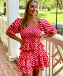 OO Boutique Smocked Top (Red Pattern) Tops