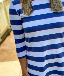 Tyler Boe Alexa Stripe Dress (Blue & Red)