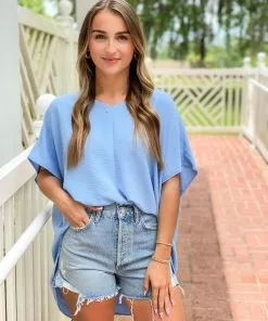 Ivy Jane V-Cap Popover Top (Peri) Tops